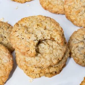 Oatmeal coconut cookies on board.